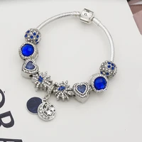 women bracelet blue classic love beads moon pendant diy bracelet ladies fashion charm bracelet