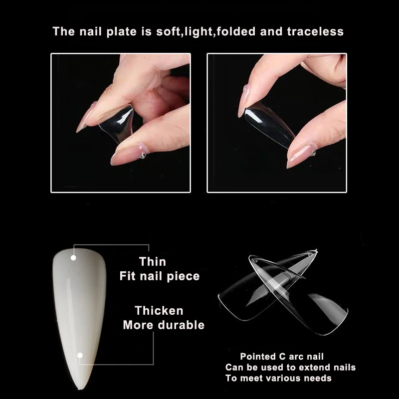 100 шт. тонкие искусственные Профессиональные акриловые бесшовные полностью