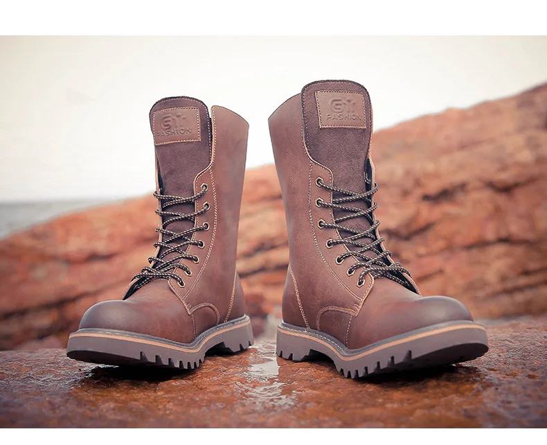 winter Retro genuine Leather Martin boots men shoes quality Hiking boots sports sneakers man lace up boots men footwear