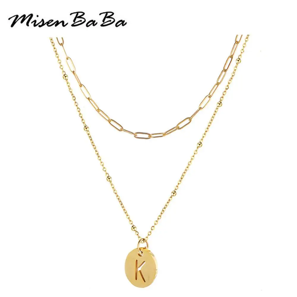 Цепочка многослойная с подвеской-буквой Алфавит Женская ожерелье зажимом из