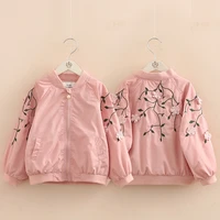 2021 autumn spring 3 4 5 6 8 10 12 years embroidery flower floral mandarin collar pearl zipper loose jacket for baby kids girls