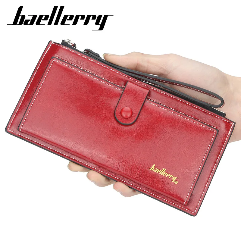 Женские кожаные кошельки на молнии Женский Длинный кошелек для кредитных карт