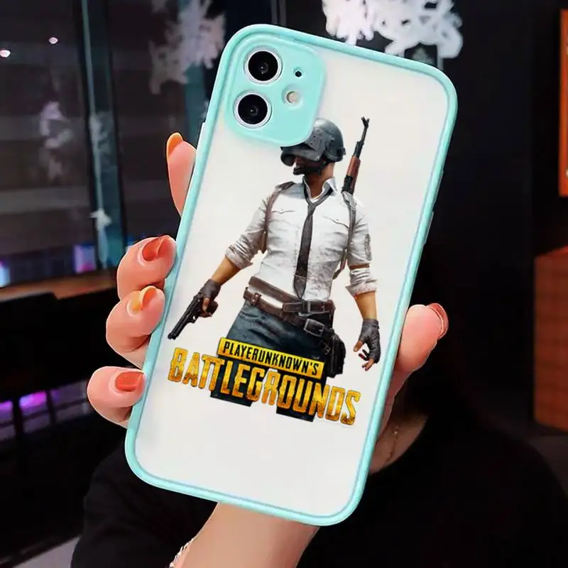 

PUBG hot game pattern Phone Case matte transparent For iphone 7 8 11 12 plus mini x xs xr pro max luxury shell cover
