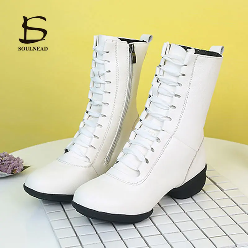 Женские усовершенствованные высокие танцевальные ботинки из искусственной кожи