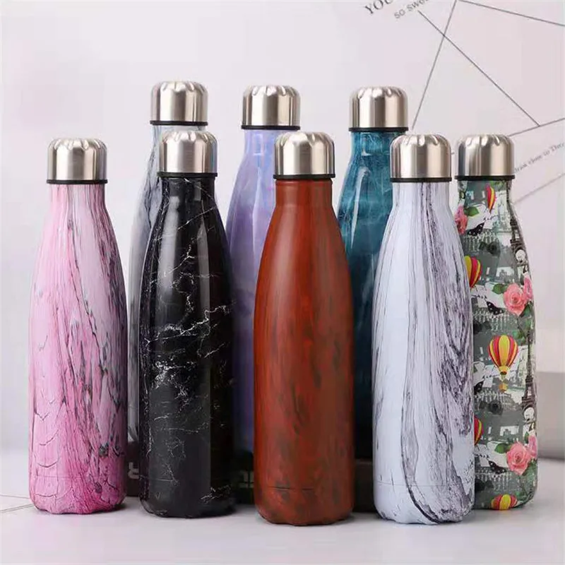 Креативная мраморная бутылка для воды дерево нержавеющая сталь спортзала