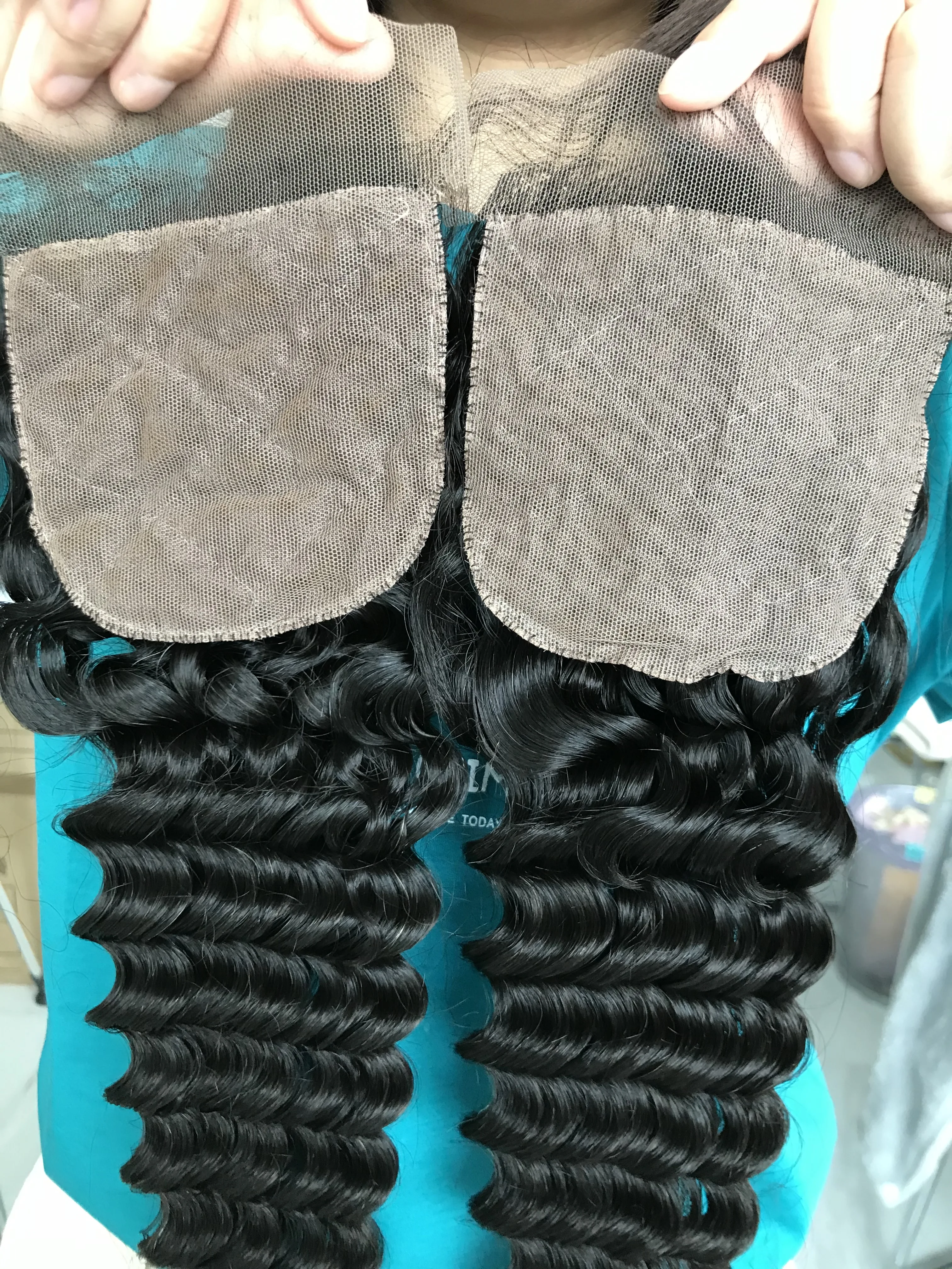 

Silk Base lace Closure Peruvian Body Deep wave Virgin Hair 4x4 Pre Plucked Hairline With Baby Hair Ear To Ear for Women