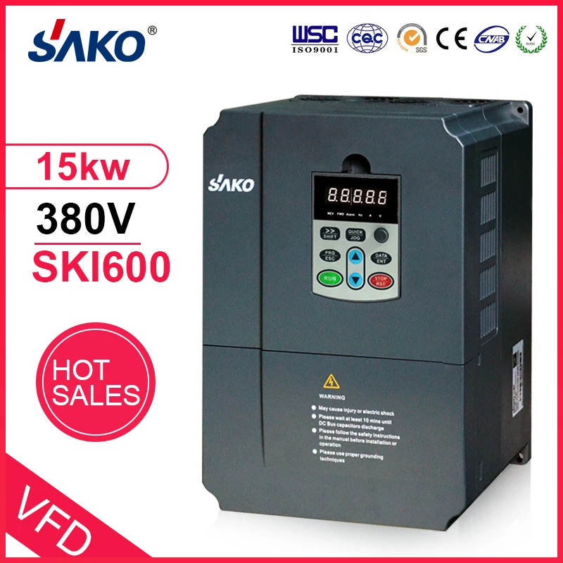 

Трехфазный преобразователь частоты переменного тока в переменный Sako SKI600, 380 В, 15 кВт, VFD