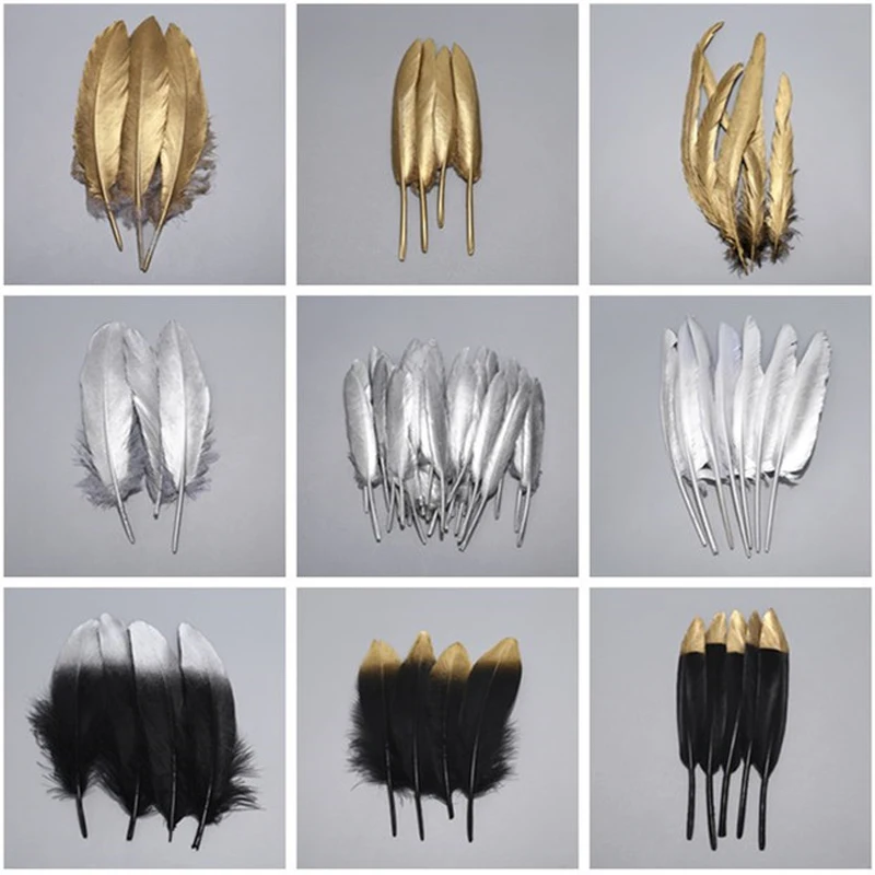 10 pcs Beautiful Fine Gold silver birds feathers peacock plumas de colores DIY Craft Party Home Decor wedding decoration X5118 | Дом и сад