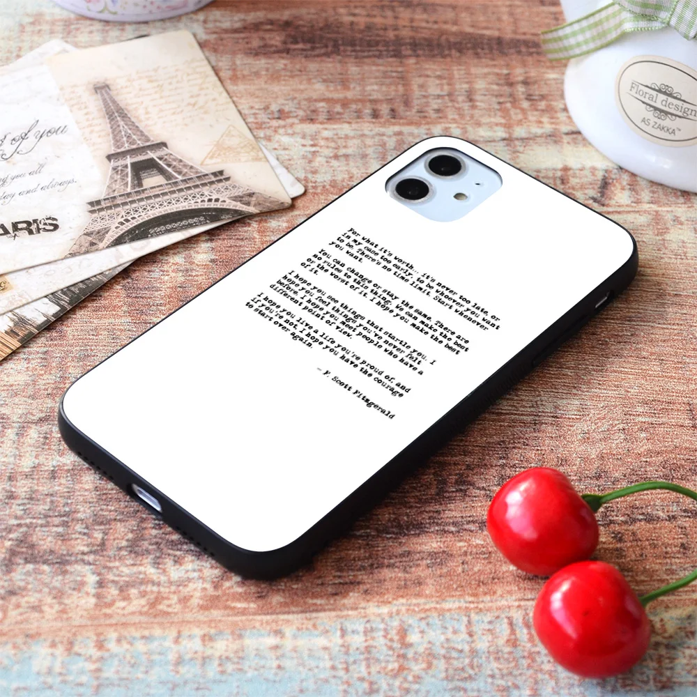 

For iPhone For what it's worth - F Scott Fitzgerald quote Soft TPU Border Apple iPhone Case