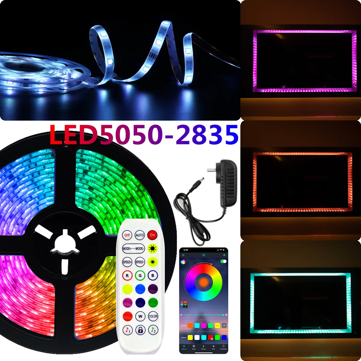 

LED Strips Light WIFI Bluetooth RGB 5050 SMD 2835 Waterproof Lamp Flexible Tape Diode luces led 20M DC12V For Room Decor