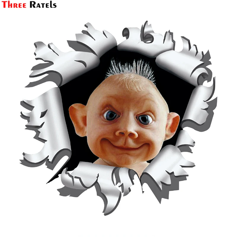 

Three Ratels LCS280# 15.2x15cm Elf In The Bullet Hole Colorful Car Sticker Funny Car Stickers Styling Removable Decal