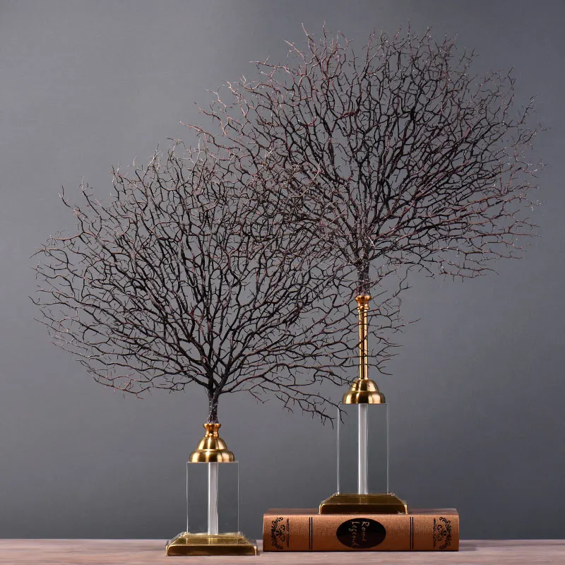 Красивое Коралловое дерево ремесло с прямоугольной кристаллической основой