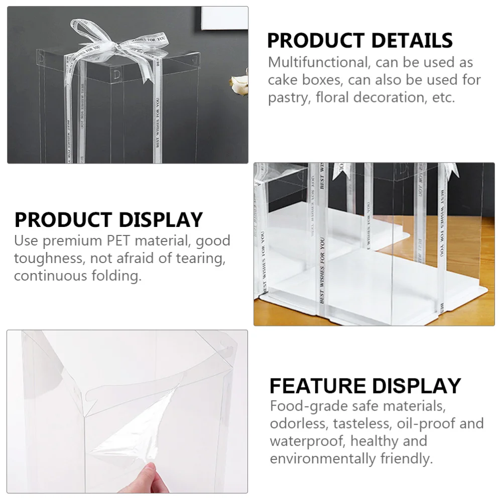 

2pcs 3 in 1 Birthday Cake Party Gift Packaging Boxes Clear Transparent Boxes