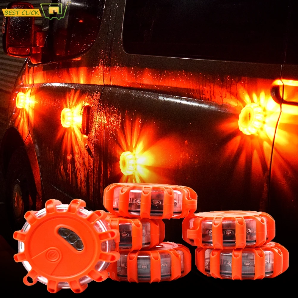 6x 15LED аварийный сигнальный красный Дорожный фонарик магнитный сигнальные ночные