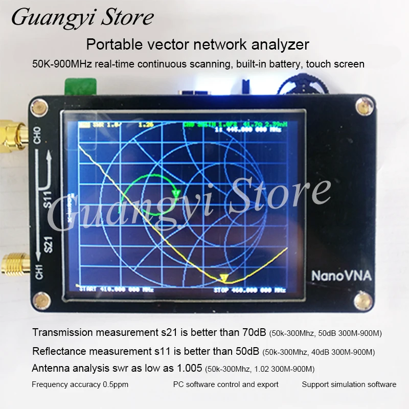 NanoVNA векторный сетевой анализатор антенный анализатор коротковолновый MF HF VHF UHF Genius - Цвет: with battery