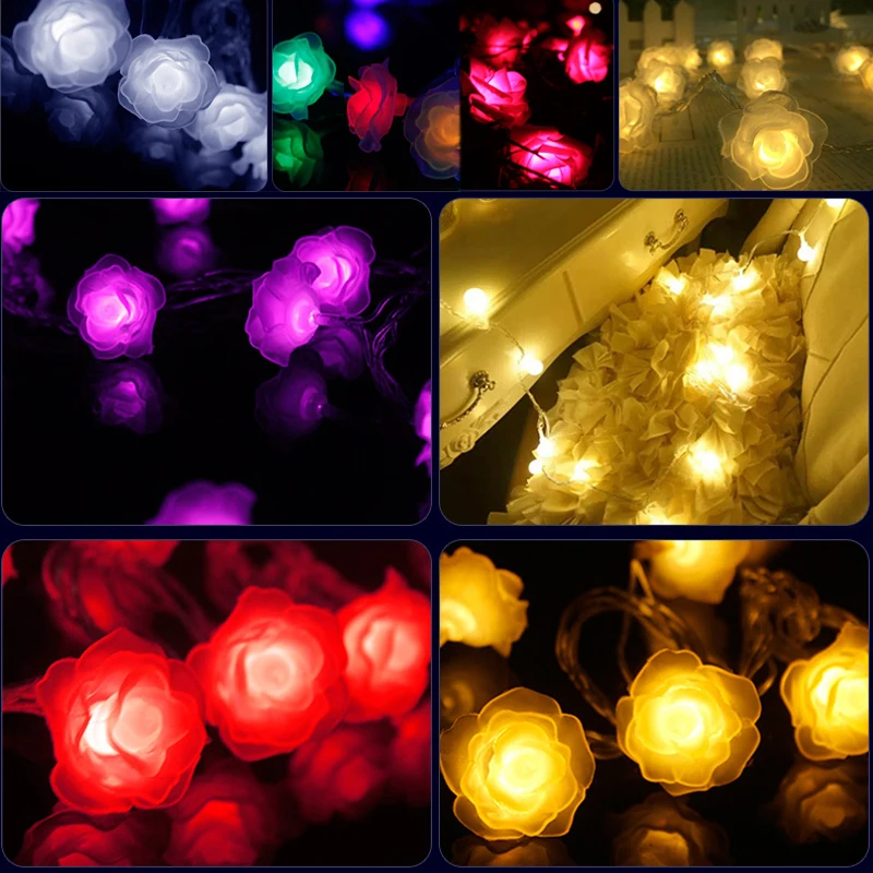 Светодиодная гирлянда с розовым цветком работающая от аккумулятора Сказочная