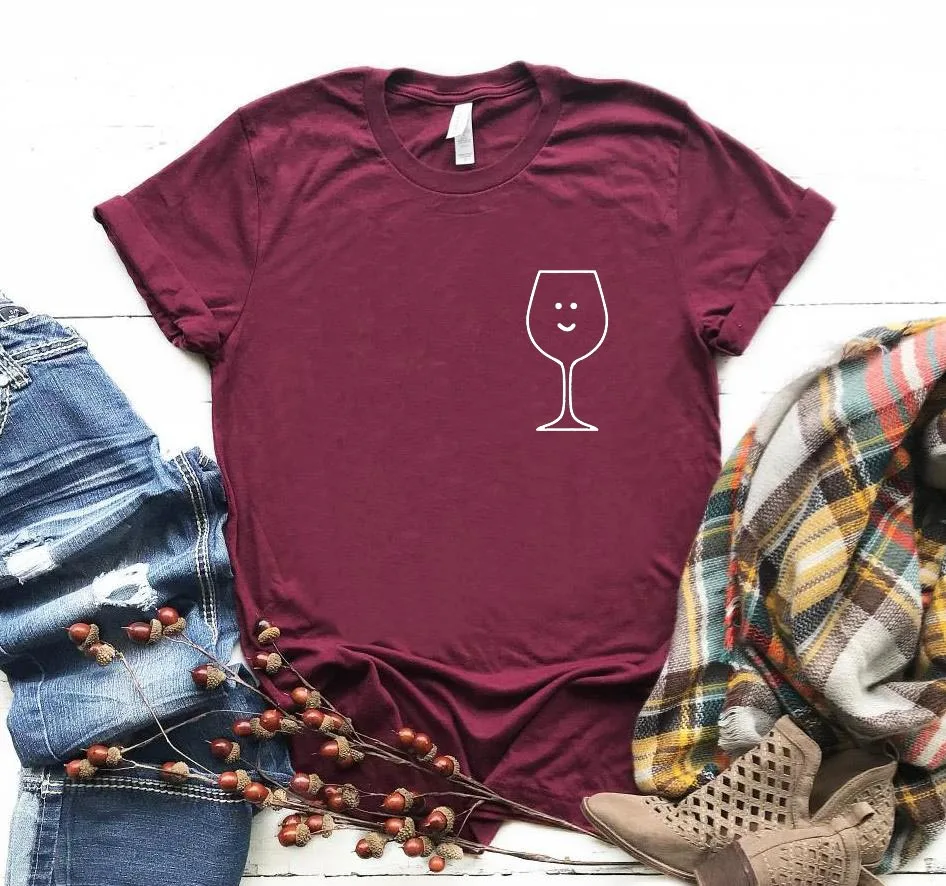 

Женская футболка с принтом винного кармана, Женская свободная футболка с коротким рукавом и круглым вырезом, Женские повседневные футболки...