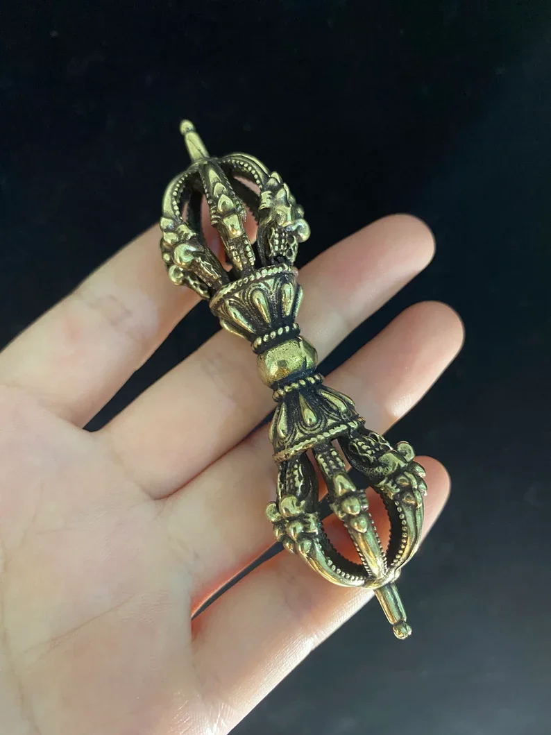 

3,7 "Тибетский медный Пест Ваджра подвеска буддиста magic Talismans FaQi поддельные демоны пестик защищает от зла кинжал