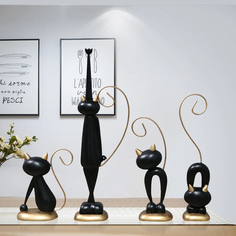 

4 шт. Креативные украшения в виде кота, Современные Простые Украшения для гостиной, обеденного стола, кабинета, винного шкафа, домашние украш...