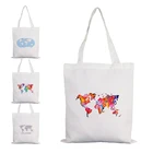 Женская тканевая сумка-тоут с картой мира My Shopping, женская летняя хлопковая плетеная ткань с рисунком, милая сетка