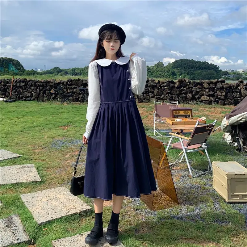 Платье женское длинное в японском стиле мягкое платье без рукавов готическом