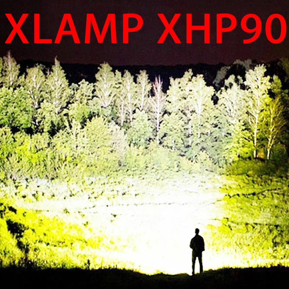 250000cd XHP90 самый мощный светодиодный фонарик usb зум тактический фонарь xhp50 18650 или