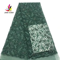 best quality embroidery nigerian fabric african tulle lace fabric with sequins lace fabrics green color sequence fabric ni2272 2