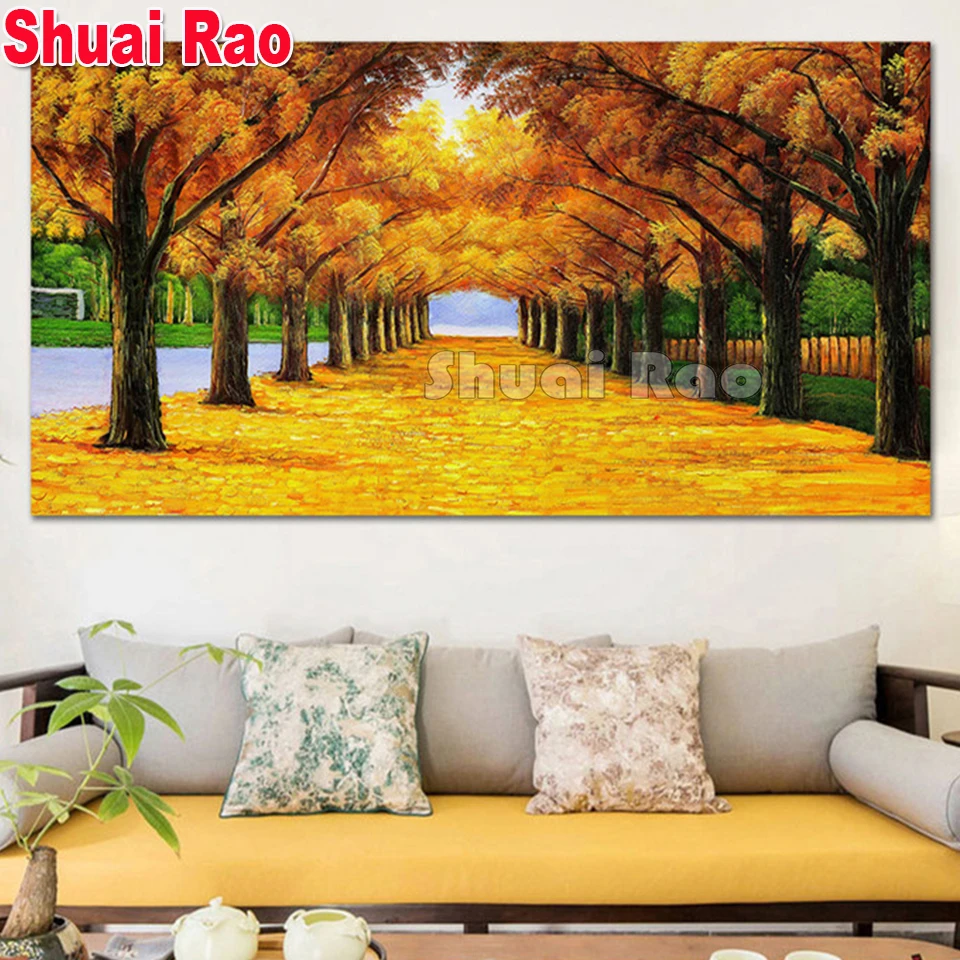 

Modern Autumn woods Tree 5d diy diamond painting Full square diamond embroidery full round mosaic Diamond 70x140cm,