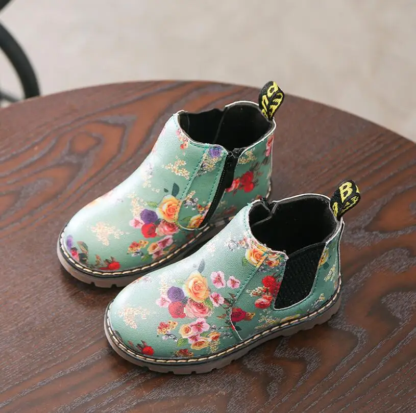 

Fashion Printing Children Shoes Girls Boots PU Leather Cute Baby Boots Ankle Kids Girl Martin Shoes Size 21-36 Running Shoes
