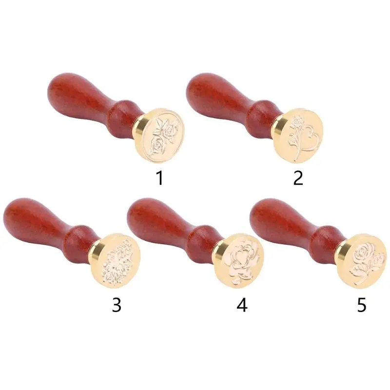 Античная роза цветок печать штамп деревянная ручка металлическая воска Штамп