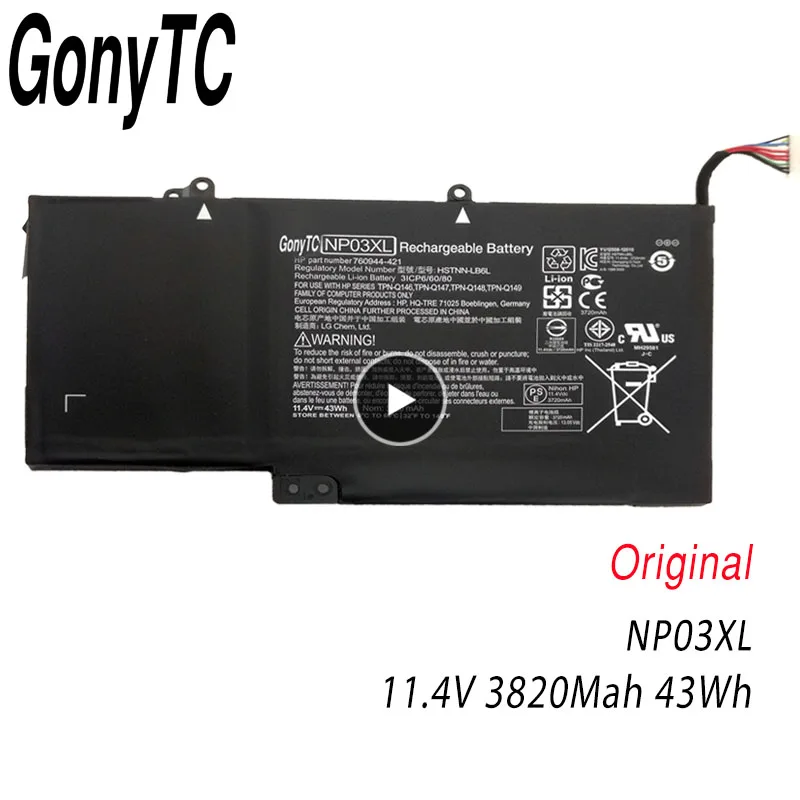 

GONYTC NP03XL Genuine Laptop Battery for HP Pavilion X360 13-A010DX 15-U010DX HSTNN-LB6L HSTNN-UB6L TPN-Q149 760944-541 760944-4