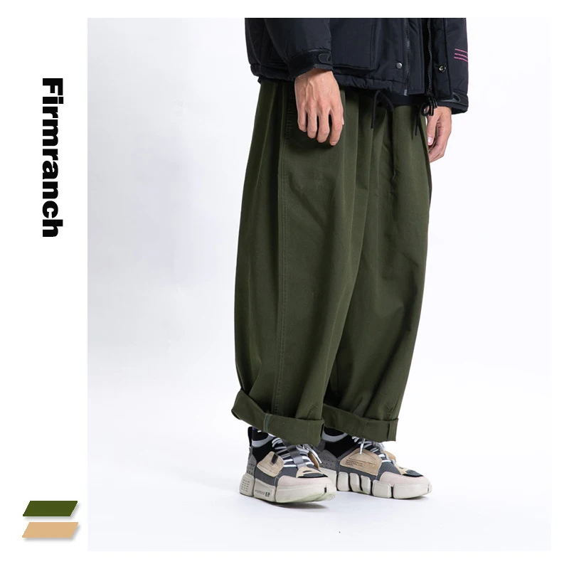 

Firmranch New Spring Men/Women Amekaji Oversize Casual INS Hot Wide legs Pants Super Loose American Causal Japanese Trousers