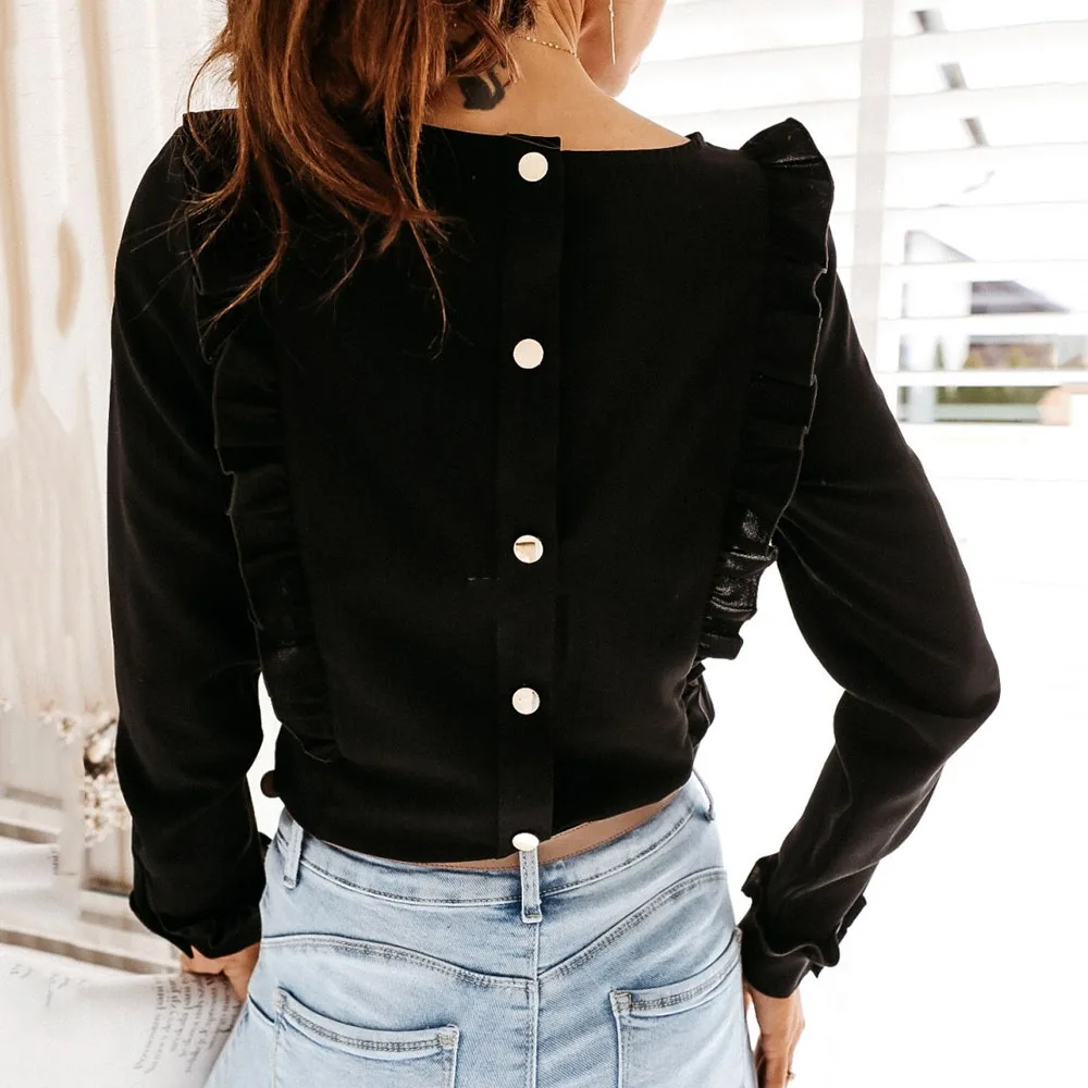 Elegant Ruffles Blouse Blusas Feminina 2020 Spring Womens Clothing Long Sleeve Shirt Korean Fashion Office Button Ladies Tops | Женская