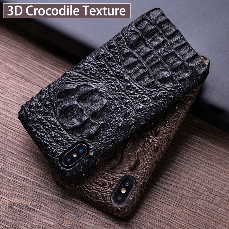 

Luxury Crocodile Back Texture Phone Case For iPhone 6 6s 7 8 Plus 11 Pro X Xs Max Case Real Cowhide Back Cover For 6p 7p 8p case