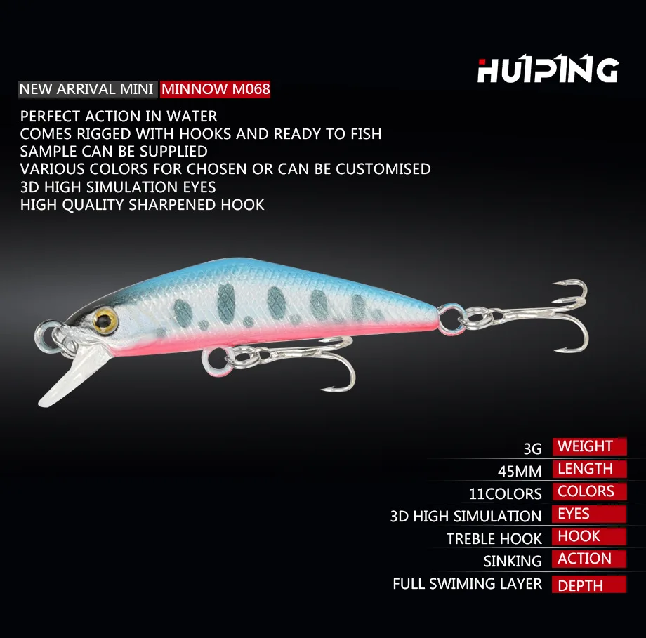 

Trout Fishing Minnow Lure Wobblers Bait 4.9cm /2.7g Stream Fishing