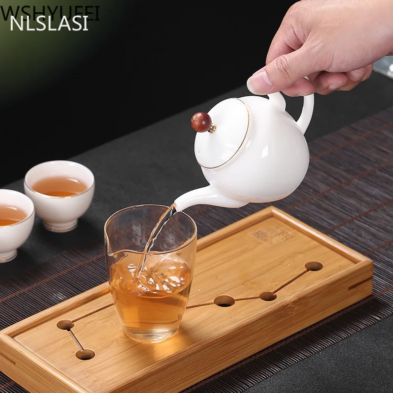 

Multifunctional tea set accessories sheep fat jade porcelain teapot white porcelain Xi Shi pot gift ceramic set teapot