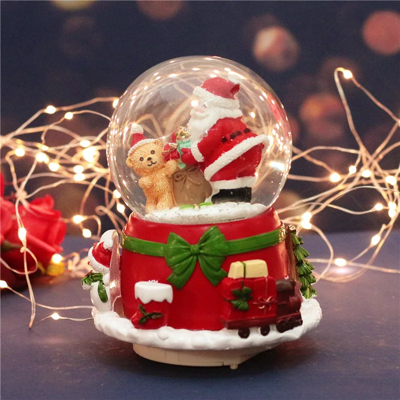 Рождество Снежный шар музыкальная шкатулка Санта Снеговик хрустальный с