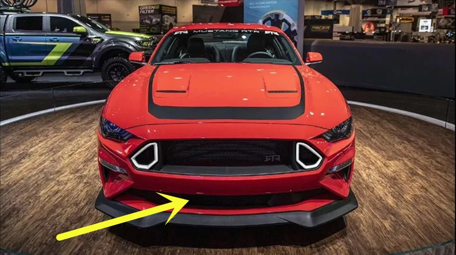 Under grille Автомобильный ABS передний диффузор бампера для губ с наконечниками боковая юбка решетка спойлера RTR-style подходит для Ford Mustang - Цвет: Under grille