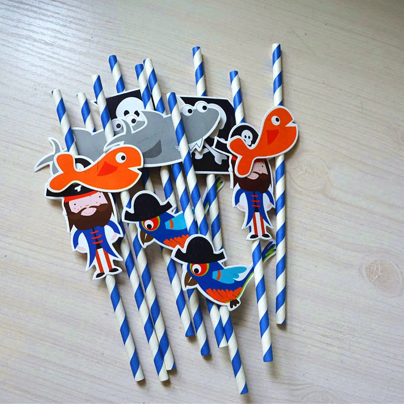 Бумажные соломинки пират одноразовая посуда Happy Свадебные украшения для дня