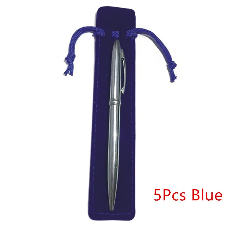 5Pcs Blue 5 шт. фонтан шариковый бархатный для ручки Чехол Держатель одна Сумочка для ручек и карандашей чехол с веревкой - Цвет: 5Pcs Blue