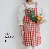 nordic plaid kitchen aprons florist coffee shop working apron women cooking baking restaurant apron cleaning tools pinafore