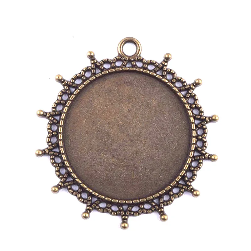 

Antique Bronze Cabochon Setting Pendant Trays Blanks Bezel Inner Round 30mm Women jewelry Findings Accessories Wholesale