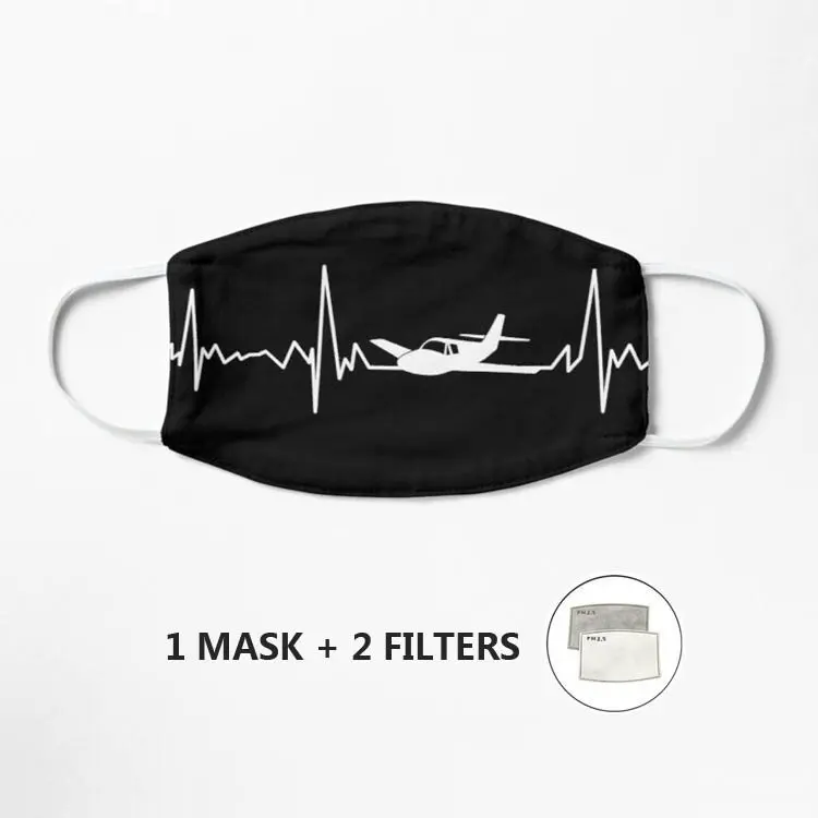 

Airplane pilot heartbeat flying Mask Dustproof Adult Kids Masks Filter Washable