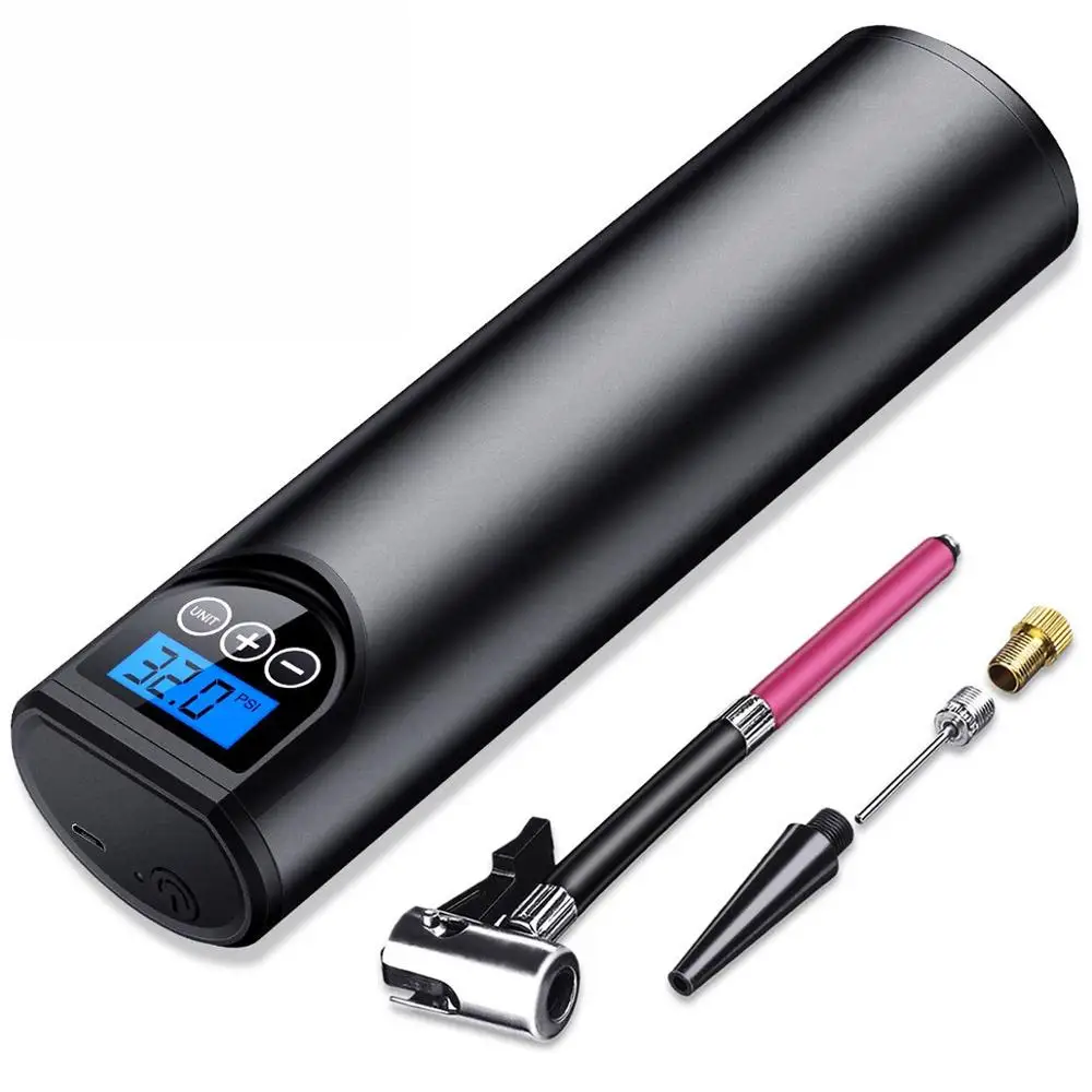 

Воздушный компрессор для мотоцикла и велосипеда, беспроводной ручной надувной насос с ЖК дисплеем, 150psi, перезаряжаемый