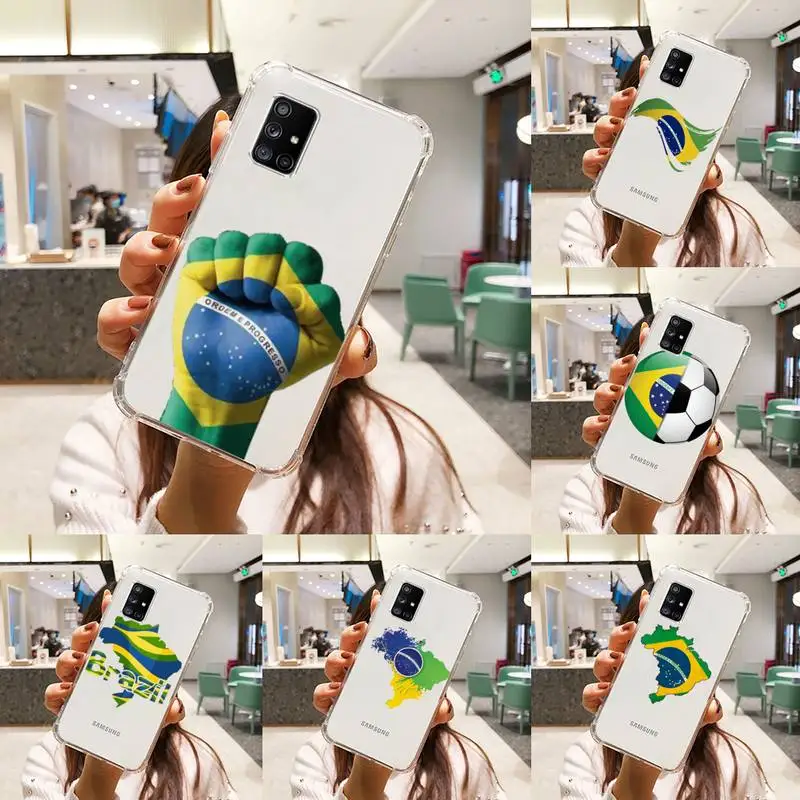 

Brazilian flag Phone Case Transparent For Samsung A51 A50 A71 A70 A81 M60S Note S21 S 20 10 9 8 11 E Plus Ultra