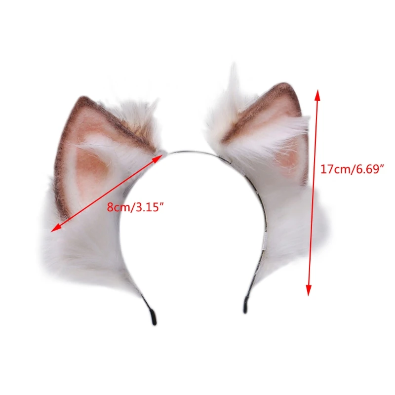 

Faux Fur Kitten Wolf Ears Headband Furry Plush Animal Hair Hoop Cosplay Costume 649C