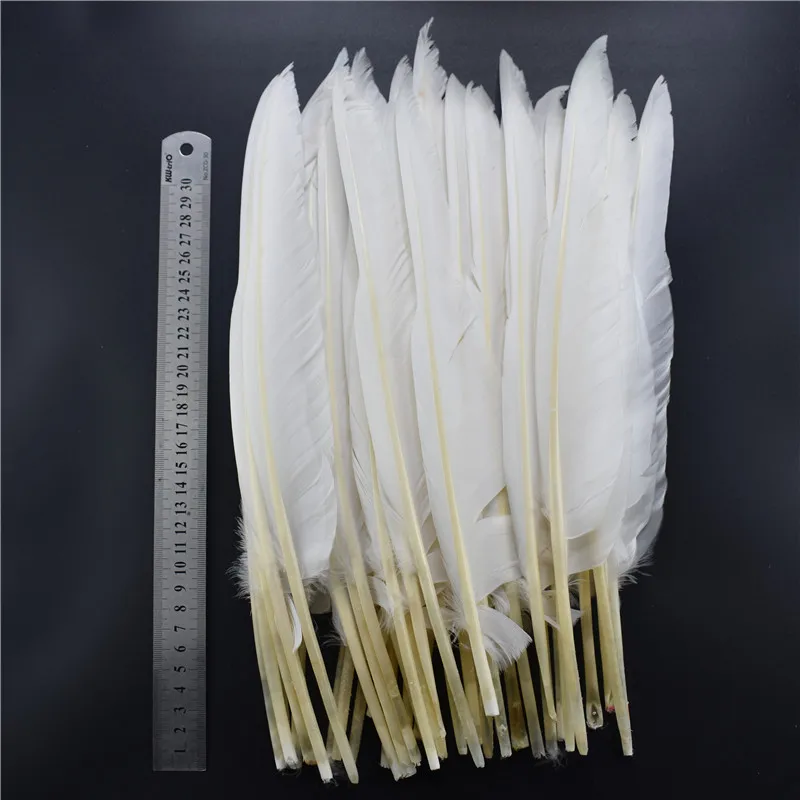 25-30CM 10-12inch 20 шт./лот, Белый Петух, гусь, перья фазана для рукоделия, курица, утка, павлин, отец, страусиные перья, свадебное украшение шлейф - Цвет: 25-30CM 10-12inch