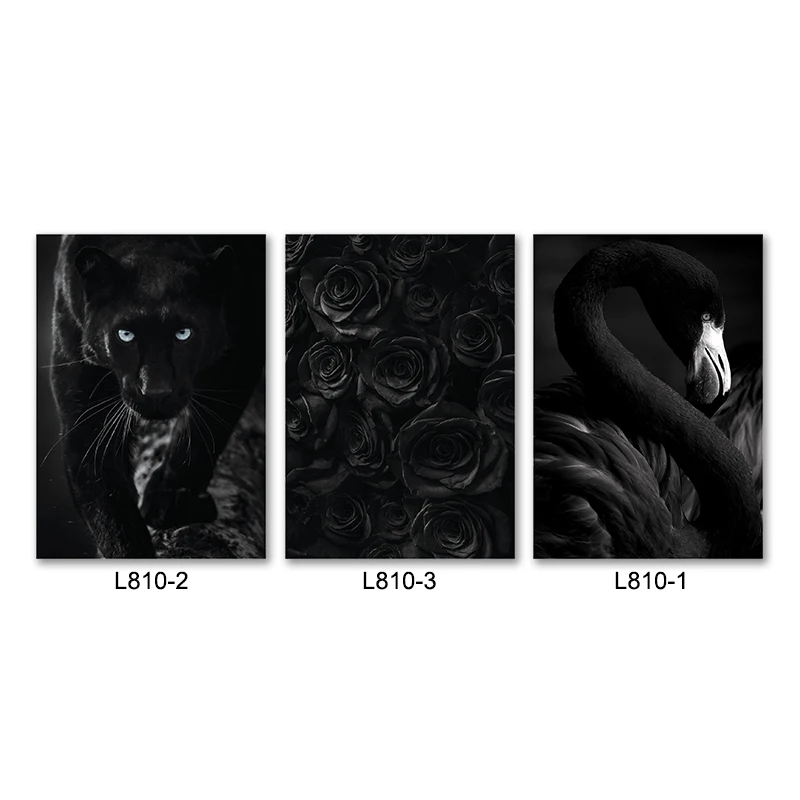 Черный лебедь дикие животные холст настенный художественный принт гепард розы
