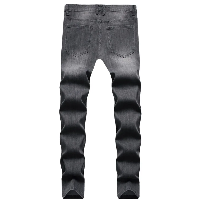 

2021 Men's Stretch Slim Jeans Washed Straight plus Size Denim Trousers