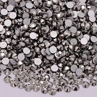 jet hematite color rhinestones for nail art flat back non hotfix glue on stones crystals ss3 ss34 288 1440pcspack